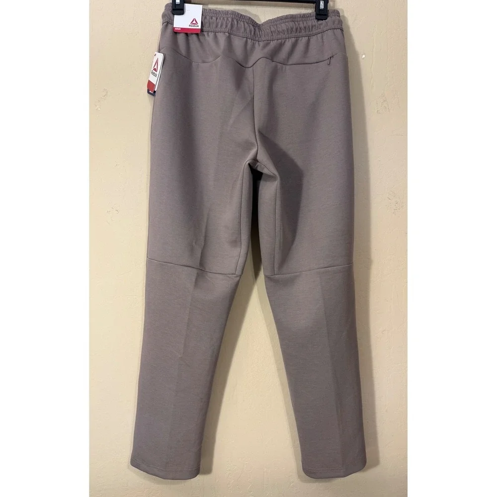 Reebok Flow Jogger Pants Men M Athletic Tapered Relaxed Logo Driftwood‎ NEW